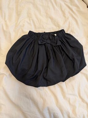 Girls Black Bubble Mini Skirt with Bow Waist
